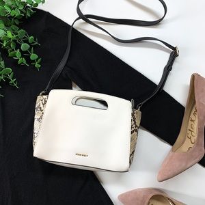 Nine West Crossbody Structured Handbag Faux Snakeskin